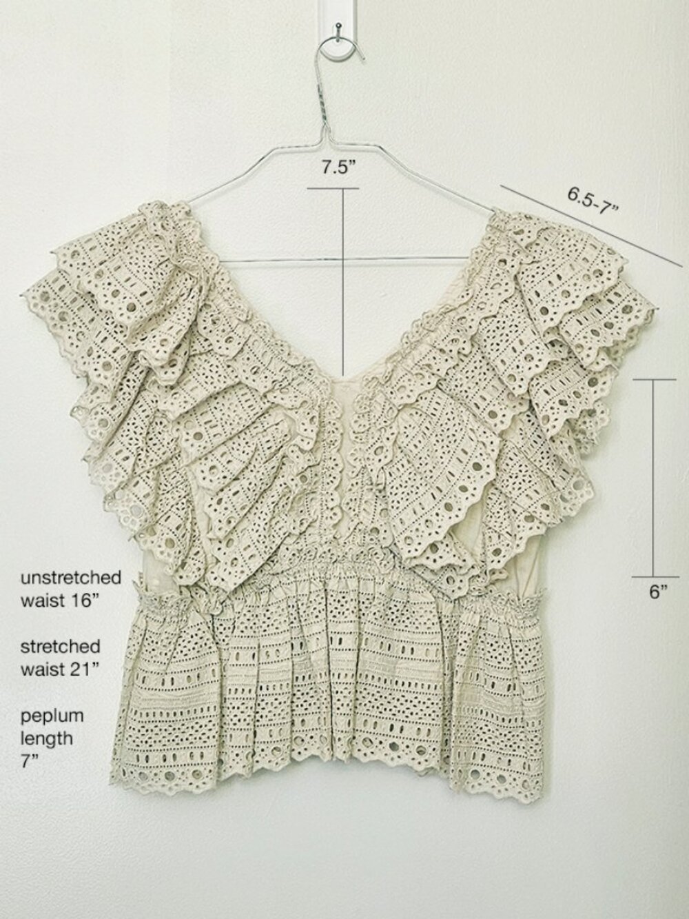 Sea New York Marley Pleated Flutter Sleeve Top in Cream/Natural Size Large - Picture 6 of 9
